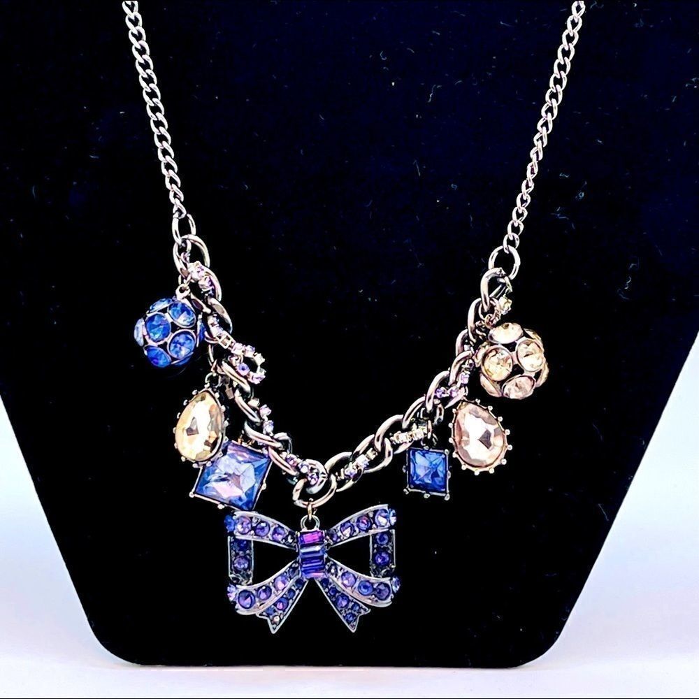 Simply Vera by Vera Wang Oversized Bow Charm Pewter Colored Necklace